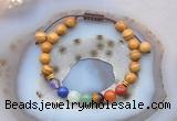 CGB6448 8mm round wooden jasper 7 chakra beads adjustable bracelets