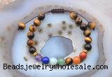 CGB6449 8mm round yellow tiger eye 7 chakra beads adjustable bracelets