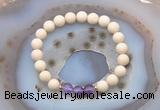 CGB6457 8mm round matte white fossil jasper & amethyst beaded bracelets