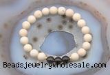 CGB6461 8mm round matte white fossil jasper & smoky quartz beaded bracelets