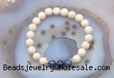 CGB6464 8mm round matte white fossil jasper & sodalite beaded bracelets