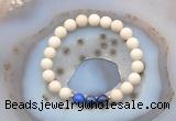 CGB6465 8mm round matte white fossil jasper & lapis lazuli beaded bracelets