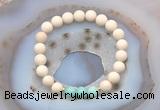 CGB6466 8mm round matte white fossil jasper & amazonite beaded bracelets