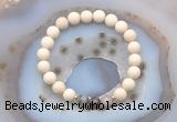 CGB6470 8mm round matte white fossil jasper & Botswana agate beaded bracelets