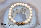 CGB6473 8mm round matte white fossil jasper & yellow tiger eye beaded bracelets