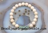 CGB6483 8mm round matte white fossil jasper & green fluorite beaded bracelets