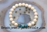 CGB6487 8mm round matte white fossil jasper & apatite beaded bracelets