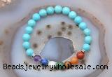 CGB6497 8mm round blue howlite 7 chakra beads bracelet wholesale