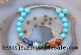 CGB6501 8mm round blue howlite 7 chakra beads adjustable bracelets