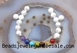 CGB6505 8mm round white howlite 7 chakra beads adjustable bracelets