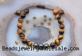 CGB6582 8mm round yellow tiger eye & hematite adjustable bracelets