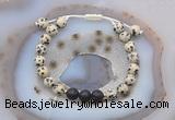 CGB6588 8mm round dalmatian jasper & black lava adjustable bracelets