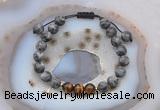 CGB6591 8mm round matte black labradorite & yellow tiger eye adjustable bracelets