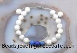 CGB6594 8mm round matte white howlite & lapis lazuli adjustable bracelets