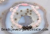 CGB6599 8mm round rose quartz & smoky quartz adjustable bracelets