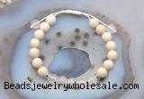 CGB6606 8mm round white fossil jasper & rose quartz adjustable bracelets