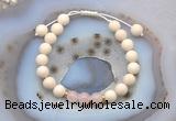 CGB6607 8mm round white fossil jasper & Madagascar rose quartz adjustable bracelets