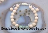 CGB6613 8mm round white fossil jasper & green fluorite adjustable bracelets