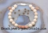 CGB6615 8mm round white fossil jasper & moonstone adjustable bracelets