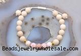 CGB6616 8mm round white fossil jasper & pink opal adjustable bracelets