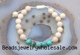 CGB6624 8mm round white fossil jasper & blue sea sediment jasper adjustable bracelets