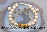 CGB6628 8mm round white fossil jasper & golden tiger eye adjustable bracelets