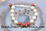 CGB6657 10mm round white fossil jasper & red jasper adjustable bracelets