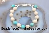 CGB6658 10mm round white fossil jasper & blue sea sediment jasper adjustable bracelets