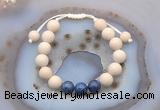 CGB6671 10mm round white fossil jasper & dumortierite adjustable bracelets