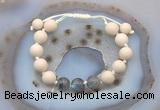 CGB6673 10mm round white fossil jasper & labradorite adjustable bracelets