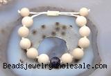 CGB6717 12mm round white fossil jasper & dogtooth amethyst adjustable bracelets