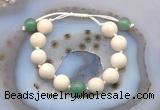 CGB6723 12mm round white fossil jasper & green aventurine adjustable bracelets