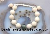 CGB6726 12mm round white fossil jasper & African turquoise adjustable bracelets