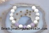 CGB6741 10mm round white howlite & lavender amethyst adjustable bracelets