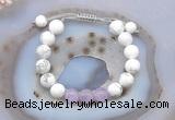 CGB6742 10mm round white howlite & lavender amethyst adjustable bracelets