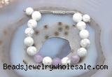 CGB6743 10mm round white howlite & lavender amethyst adjustable bracelets