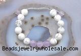 CGB6744 10mm round white howlite & lavender amethyst adjustable bracelets