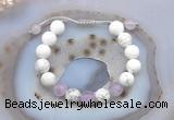 CGB6745 10mm round white howlite & lavender amethyst adjustable bracelets