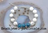 CGB6747 Hand-knotted 10mm round white howlite & apatite adjustable bracelets