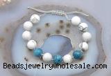 CGB6748 Hand-knotted 10mm round white howlite & apatite adjustable bracelets