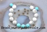 CGB6754 10mm round white howlite & blue howlite adjustable bracelets