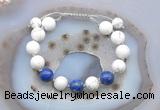 CGB6755 10mm round white howlite & lapis lazuli adjustable bracelets