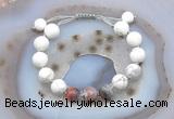 CGB6756 10mm round white howlite & botswana agate adjustable bracelets