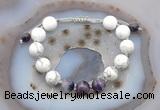 CGB6761 10mm round white howlite & dogtooth amethyst adjustable bracelets