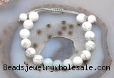 CGB6762 10mm round white howlite & aquamarine adjustable bracelets