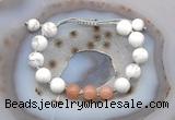 CGB6763 10mm round white howlite & moonstone adjustable bracelets