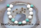 CGB6767 10mm round white howlite & amazonite adjustable bracelets