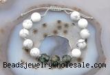 CGB6771 10mm round white howlite & African turquoise adjustable bracelets