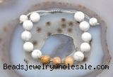 CGB6772 10mm round white howlite & yellow crazy agate adjustable bracelets