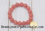 CGB6802 10mm, 12mm cherry quartz beaded bracelet with alloy pendant